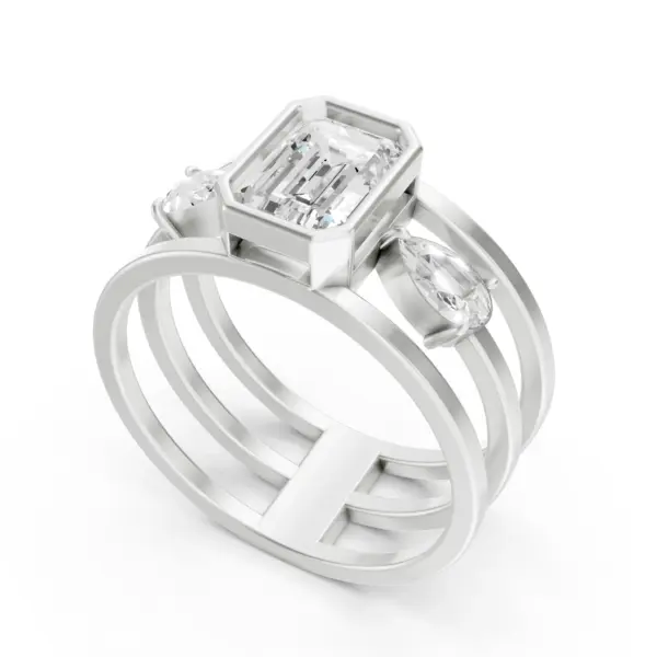 Emerald Cut Triple Band Ring