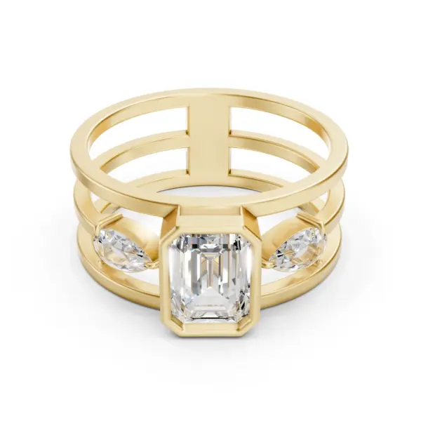 Emerald Cut Triple Band Ring