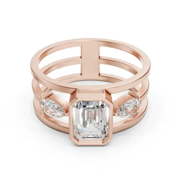 Emerald Cut Triple Band Ring