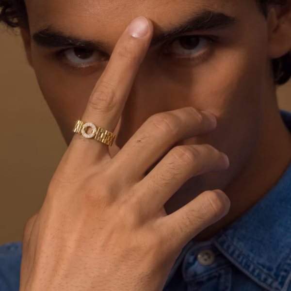 Gold Watch Link Diamond Ring