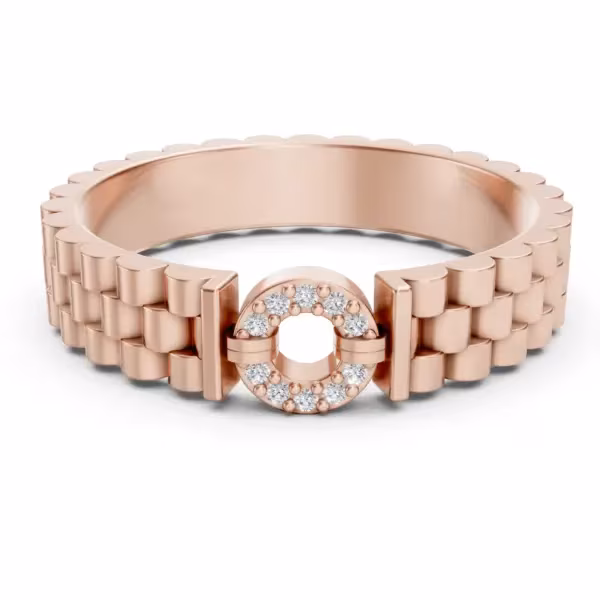 Gold Watch Link Diamond Ring