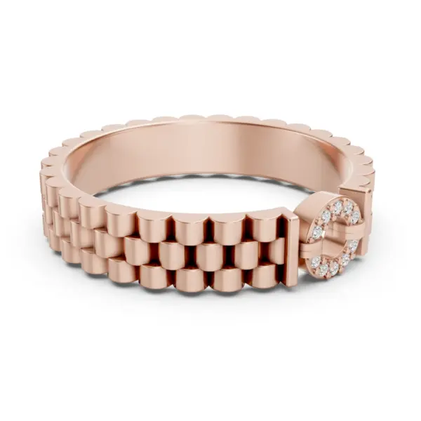 Gold Watch Link Diamond Ring
