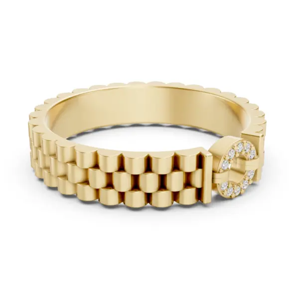 Gold Watch Link Diamond Ring
