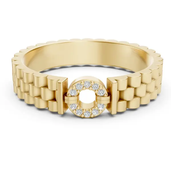 Gold Watch Link Diamond Ring