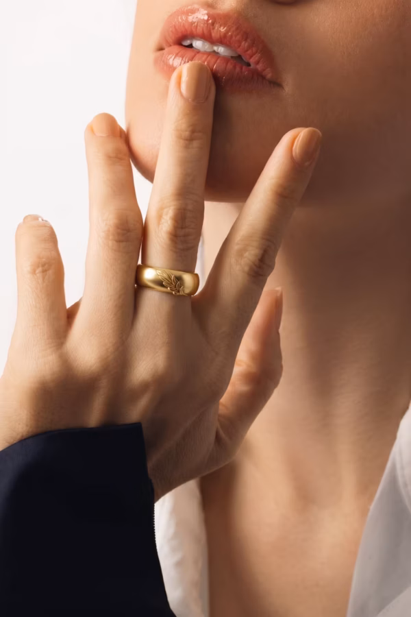 Gold Leaf Engraved Ring