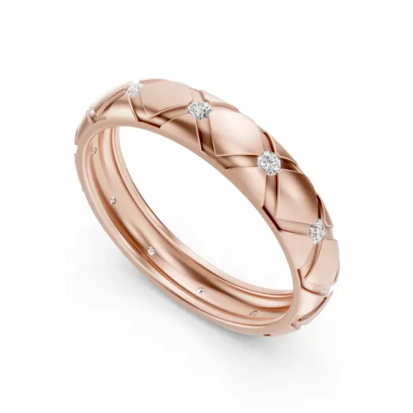Quilted Gold Diamond Band