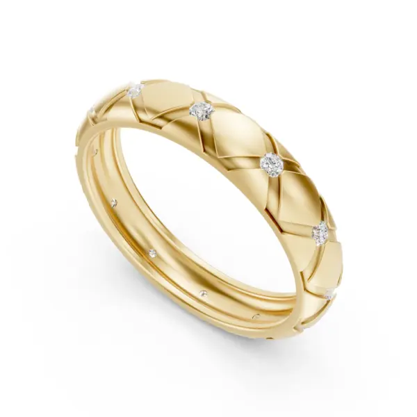 Quilted Gold Diamond Band