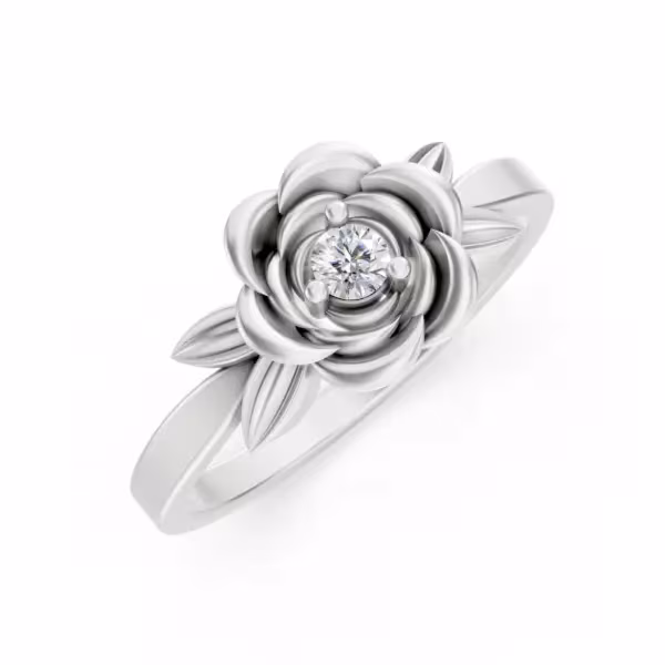 Gold Diamond Rose Blossom Ring