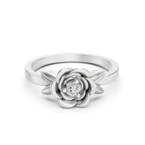 Gold Diamond Rose Blossom Ring