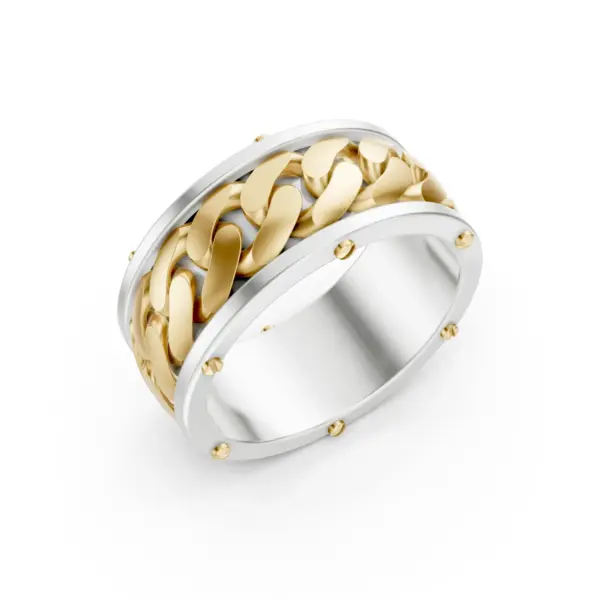 Two-Tone Cuban Men's Ring