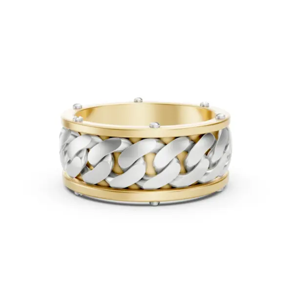 Two-Tone Cuban Men's Ring
