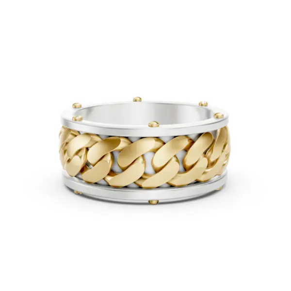 Two-Tone Cuban Men's Ring