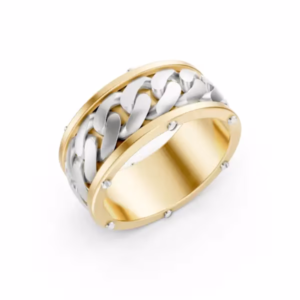 Two-Tone Cuban Men's Ring