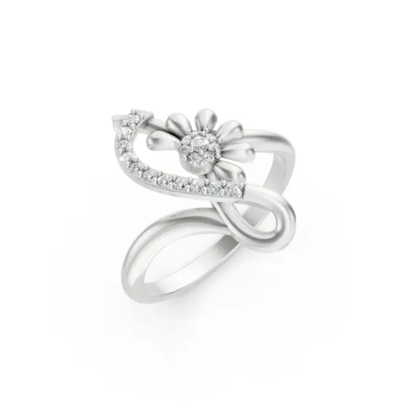 Floral Diamond Curve Ring