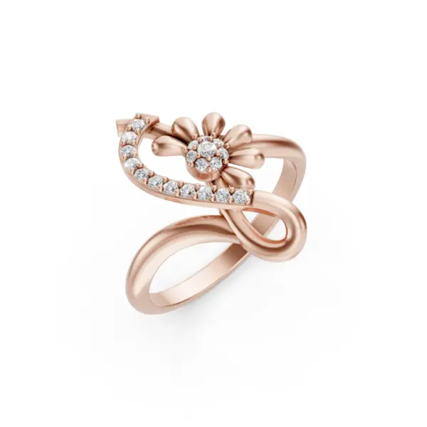 Floral Diamond Curve Ring