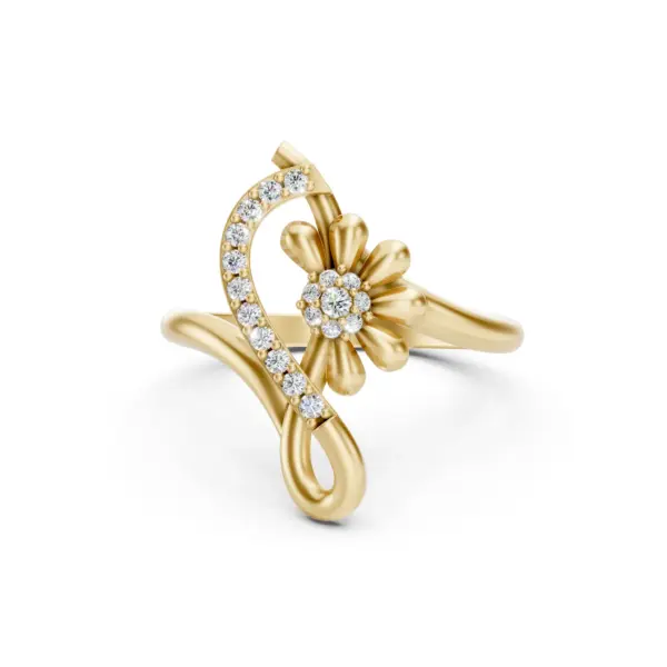 Floral Diamond Curve Ring