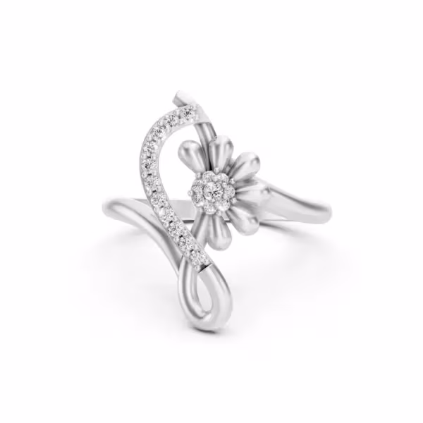 Floral Diamond Curve Ring
