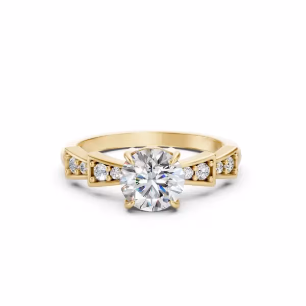 Brilliant Round Cut Diamond Gold Ring