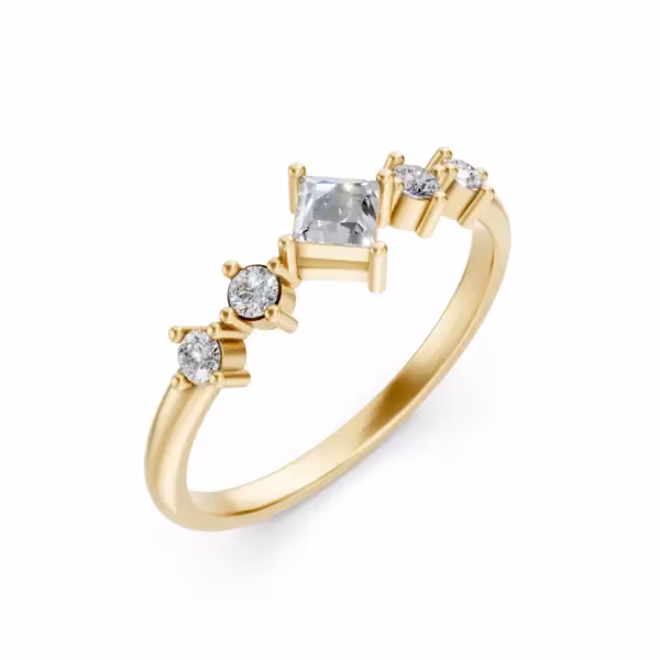Kite Set Princess Diamond Ring