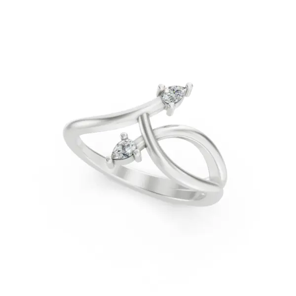 Pear Cut Diamond Wave Ring