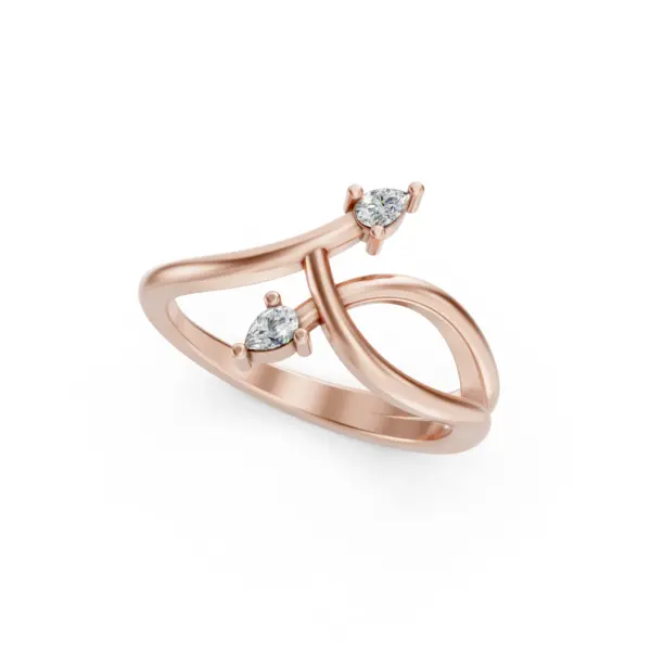 Pear Cut Diamond Wave Ring