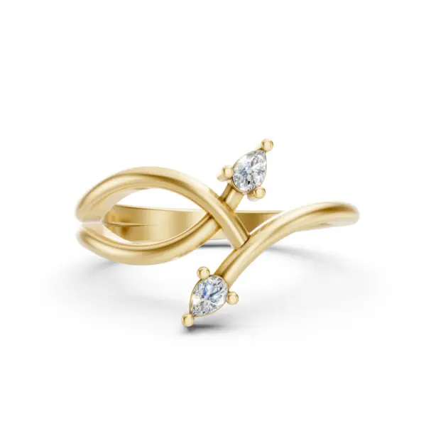 Pear Cut Diamond Wave Ring