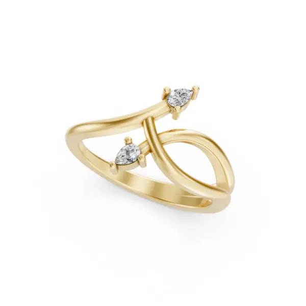 Pear Cut Diamond Wave Ring