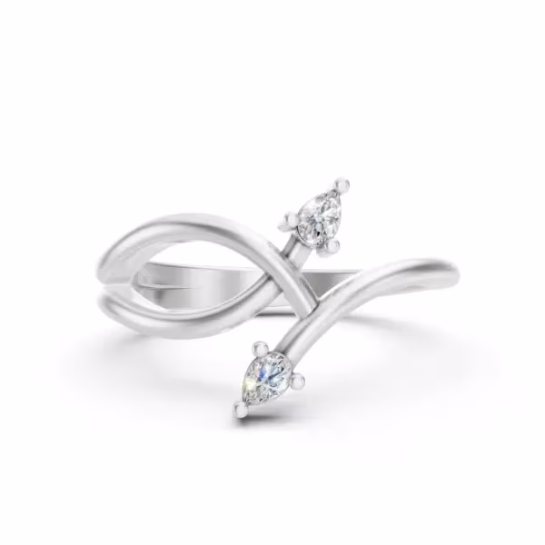 Pear Cut Diamond Wave Ring