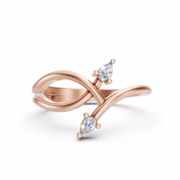 Pear Cut Diamond Wave Ring