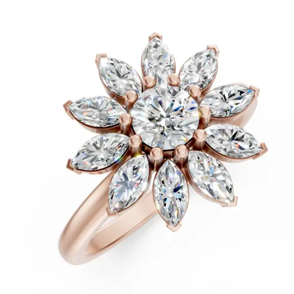 Diamond Sunburst Ring in rose gold