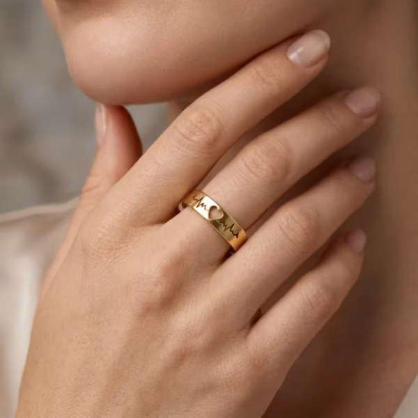 Gold Heartbeat Cutout Ring