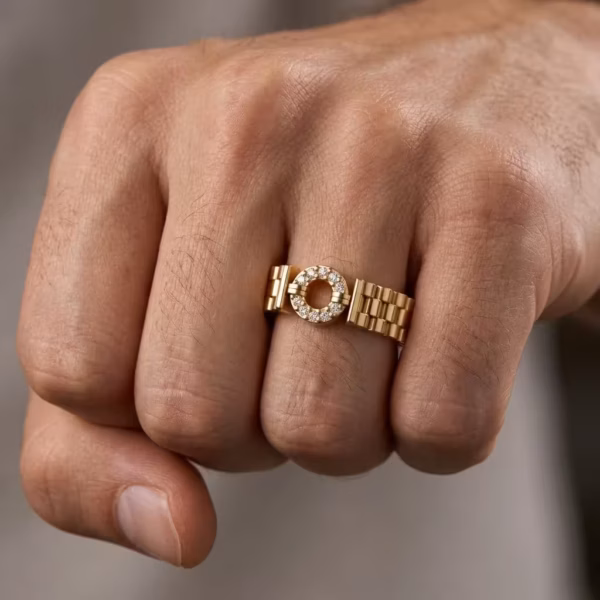 Gold Watch Link Diamond Ring