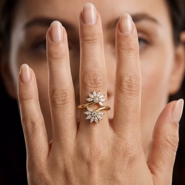 Twin Flower Diamond Ring