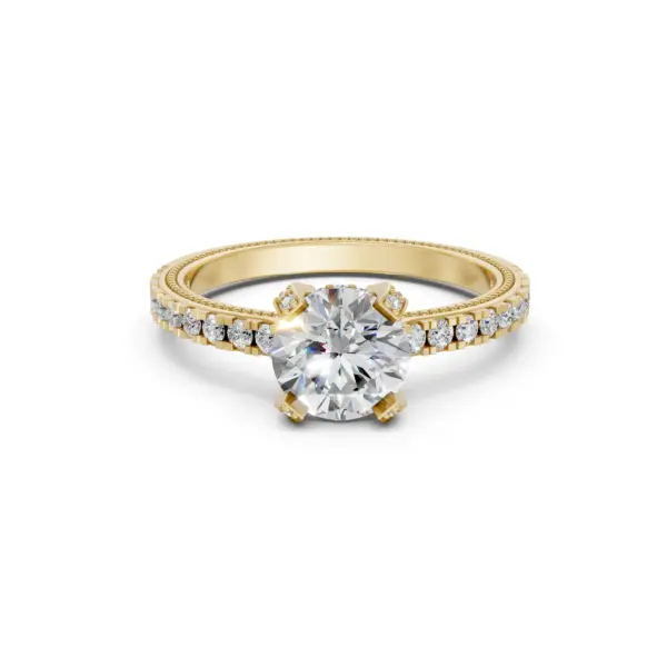 Round Pavé Solitaire Engagement Ring